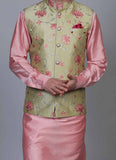 Embroidered Pink kurta jacket set