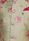 Embroidered Pink Kurta Jacket Set