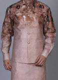 Printed Fawn kurta jacket set