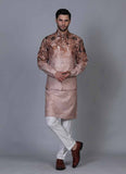 Printed Fawn kurta jacket set