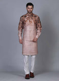 Printed Fawn kurta jacket set