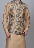 Printed Beige kurta jacket set