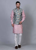 Printed Pink Kurta Jacket Set