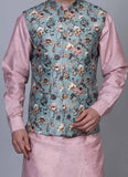 Printed Pink Kurta Jacket Set