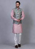 Printed Pink Kurta Jacket Set