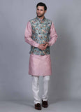 Printed Pink kurta jacket set