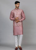 Pink Embroidered kurta jacket set