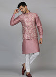 Pink Embroidered kurta jacket set
