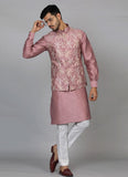 Pink Embroidered Kurta Jacket Set