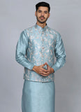 Skyblue Embroidered kurta jacket set