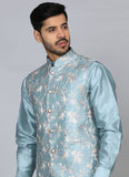 Skyblue Embroidered kurta jacket set