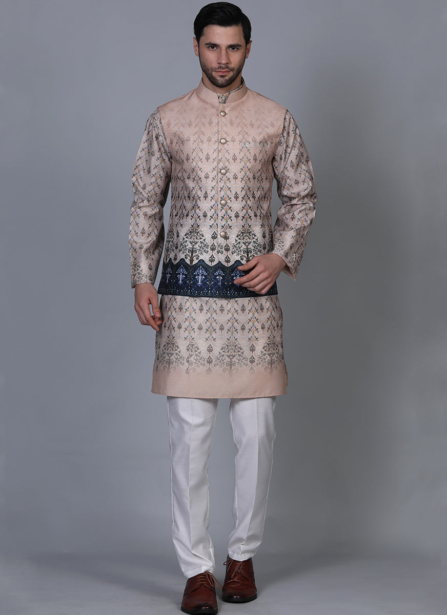Buy Urban Chick Nehru Jacket And Kurta Set In Bandhani Print, Matching Hand  Block Print Kurta In Full Sleeves