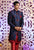 Navy Jacquard Indo western