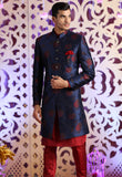 Navy Jacquard Indo western