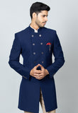 Navy Blue Anghrakha style Indo western