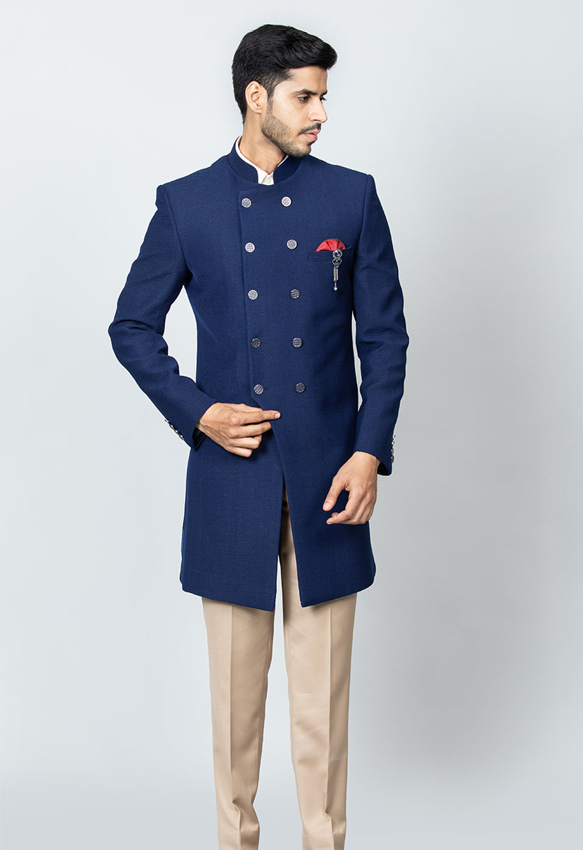 Citrine OffWhite Textured Premium BandhgalaIndowestern Sherwani With Kurta  Pajamas For Men