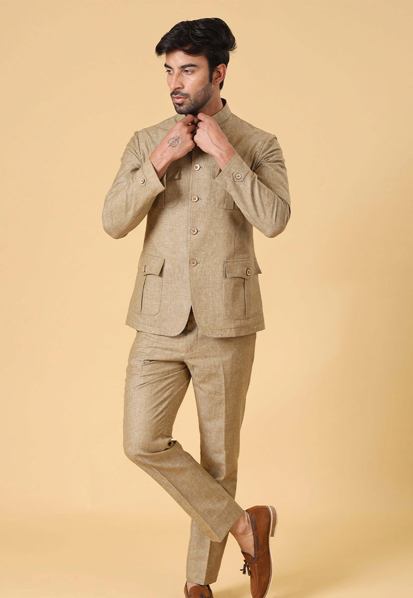 Men's Khaki Linen Co-ord - Comfortable and Stylish

