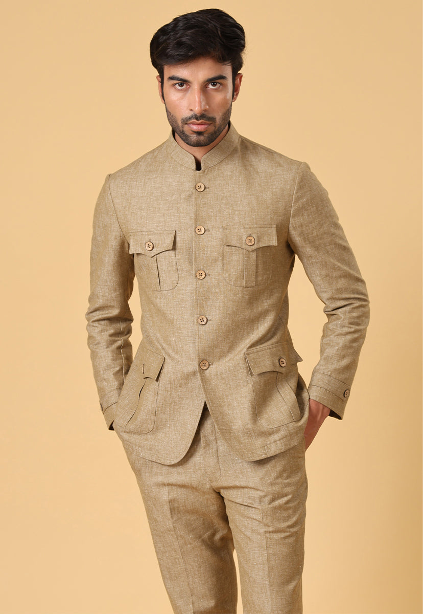 Trendy Khaki Linen Co-ord Set - Urban Style

