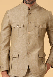 Elegant Khaki Linen Co-ord Set - Contemporary Men's Fashion

