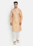 Printed Apricot Brown kurta jacket set