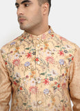 Printed Apricot Brown kurta jacket set