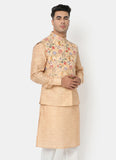 Printed Apricot Brown kurta jacket set