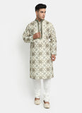 Printed Off-White Kurta Set