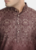 Printed Wine Kurta Set