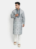 Printed Steel Grey Kurta Set
