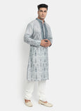 Printed Steel Grey Kurta Set