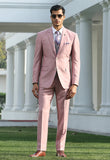 Pink notch lapel suit with double breasted vest