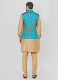 Stylish blue jacket with a fawn kurta set
