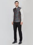 Beautiful Teal jacquard Jacket