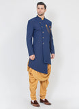 Blue Sturcture Fabric Indo Western Achkan