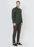 Contemporary Green Jacquard Bandhgala suit