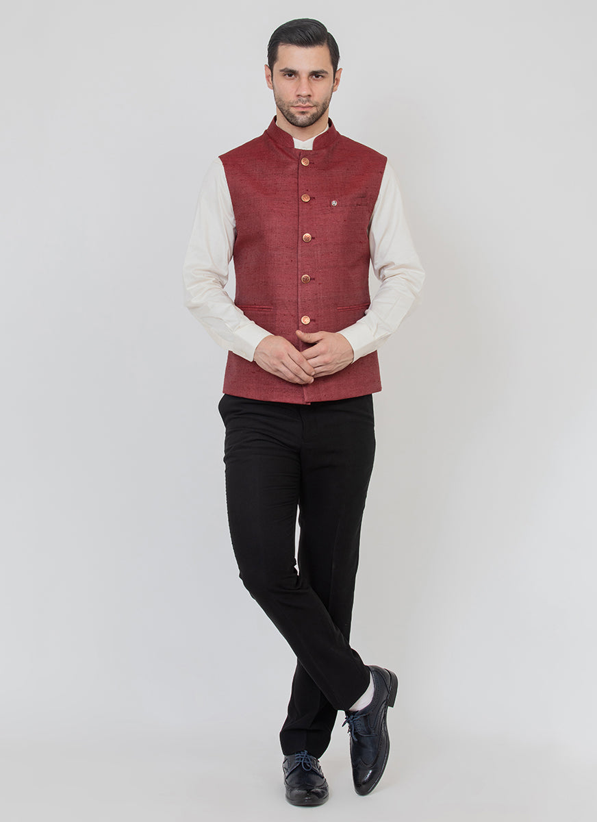 Maroon modi coat sale