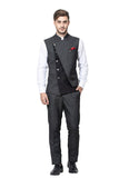 Grey Coloured Waistcoat Set In Blended Fabric